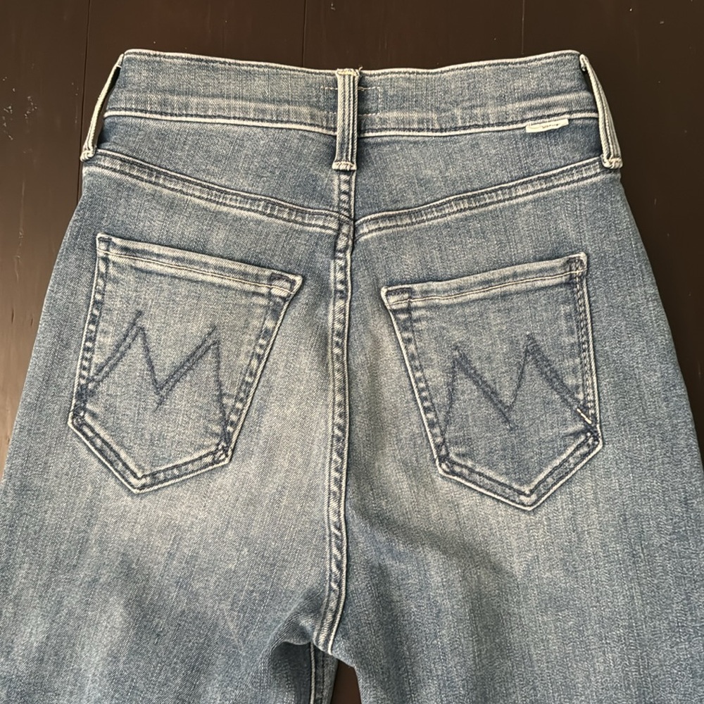 MOTHER High-Rise Straight Crop Jeans in Medium Blue - Picture 6 of 7